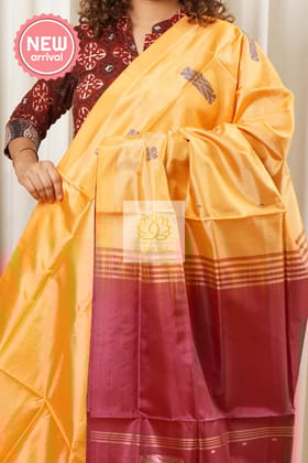 Handwoven Banana Pith Silk Saree With Blouse Piece
