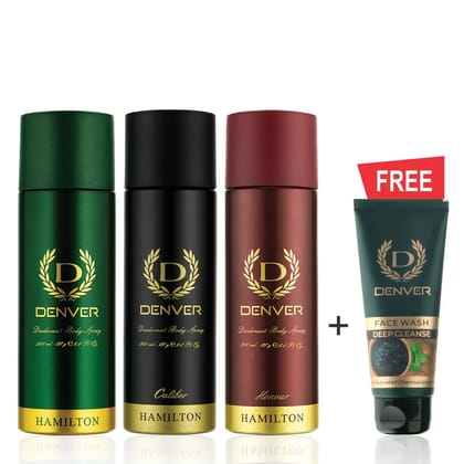 Hamilton 200ml, Caliber 200ml, Honour 200ml + FREE Deep Cleanse Face Wash 50gm (Pack of 4)