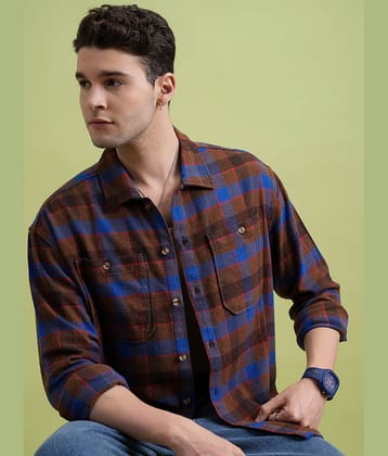 Highlander Cotton Blend Regular Fit Checks Full Sleeves Men's Casual Shirt - Multicolor ( Pack of 1 )