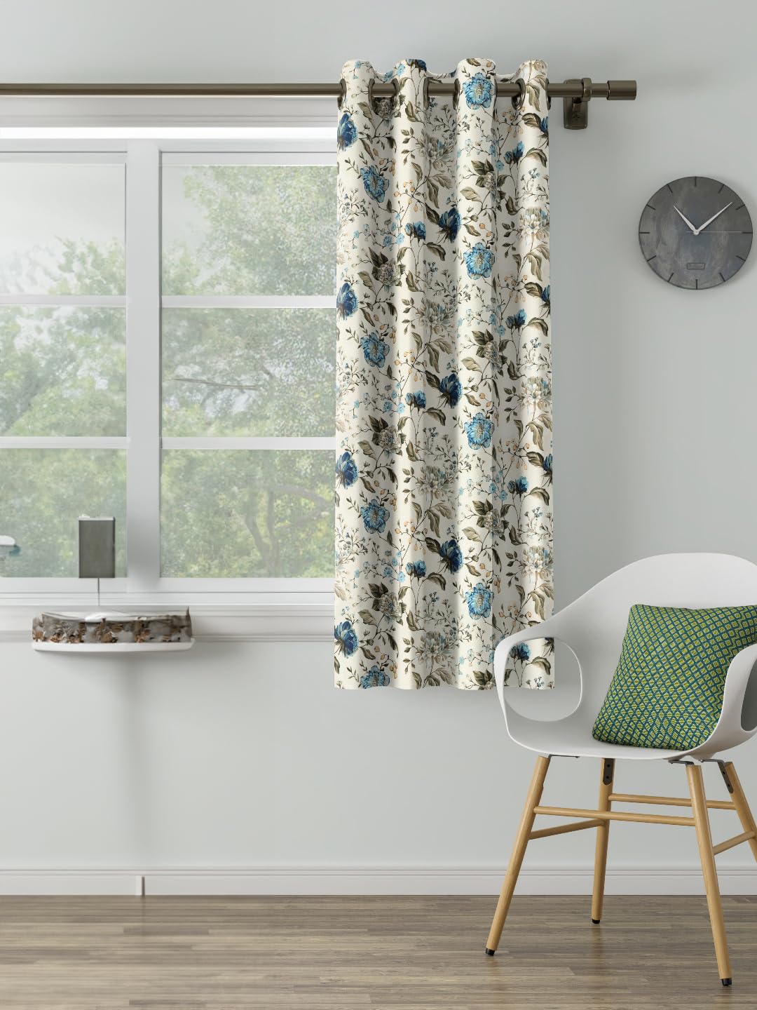 DDECOR - 100% PolyesterFloral PatternWindow 5 Ft|135 CM X 160 CM| - Blue
