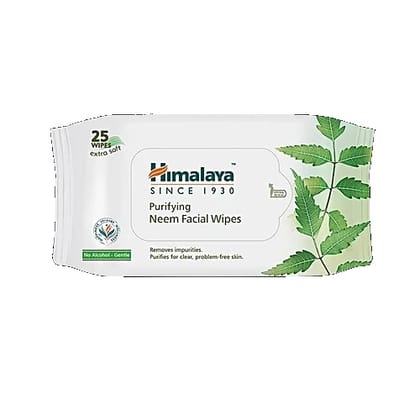 Himalaya Purifying Facial Wipes - Neem, Extra Soft, No Alcohol, 25 Pulls