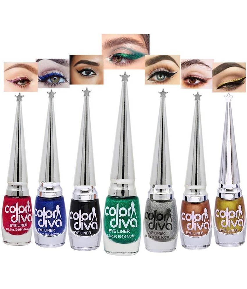 Color Diva - Multi Glitter Eye Liner Liquid ( Pack of 7 )