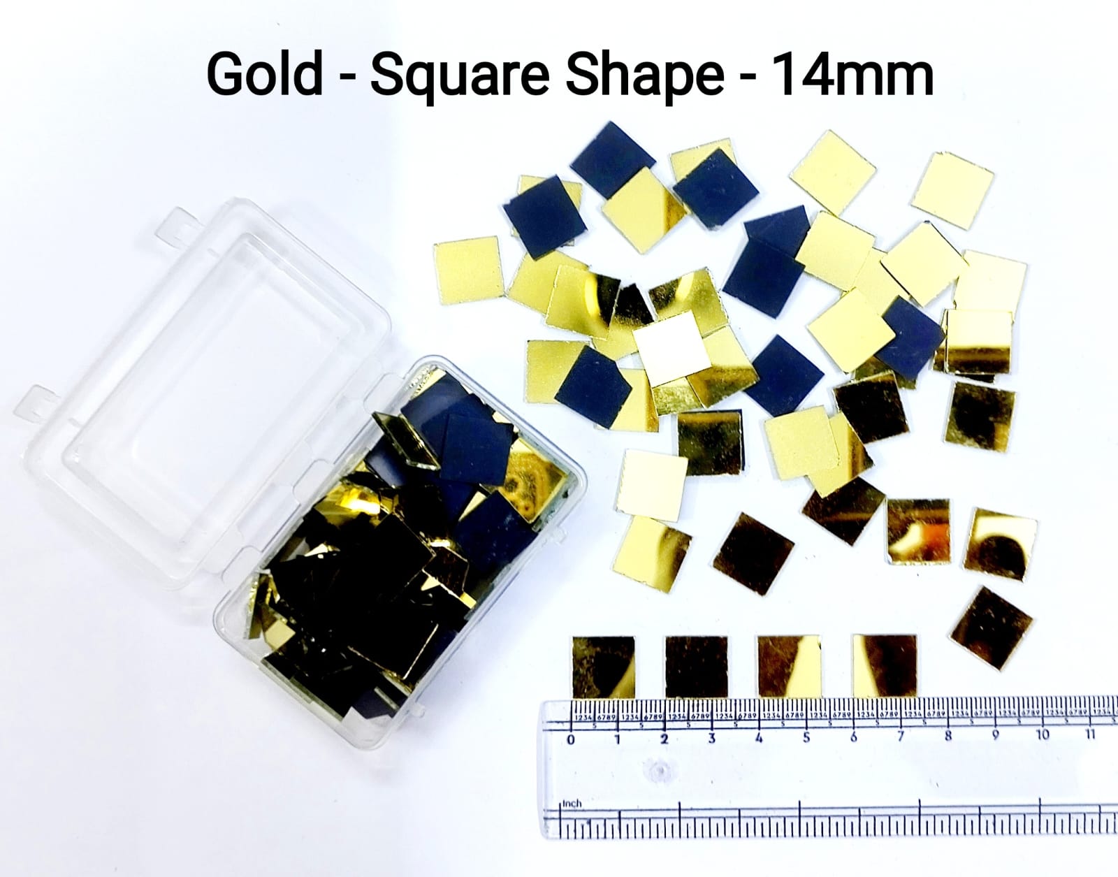Gold Mirror Cutouts for Lippan Art - Square Shape - 14mm - Select Your Quantity