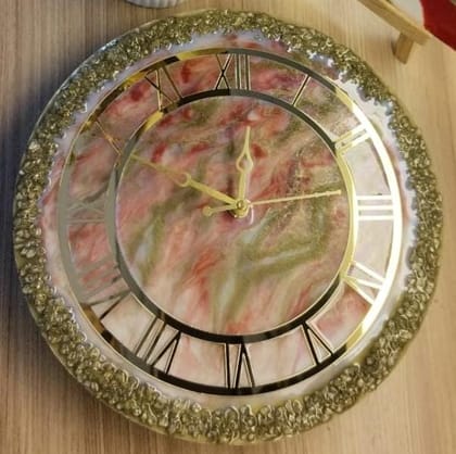 VKR Trading Handmade Luxury Resin Wall Clock Orange Round 16 Inch with Roman Letters
