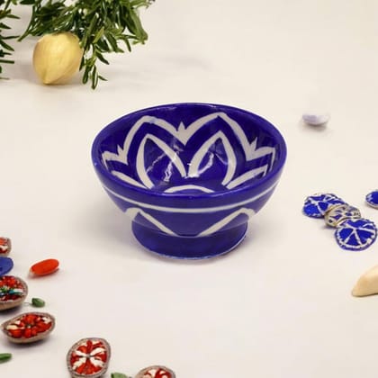 Blue Pottery Round Bowl - Blue Color