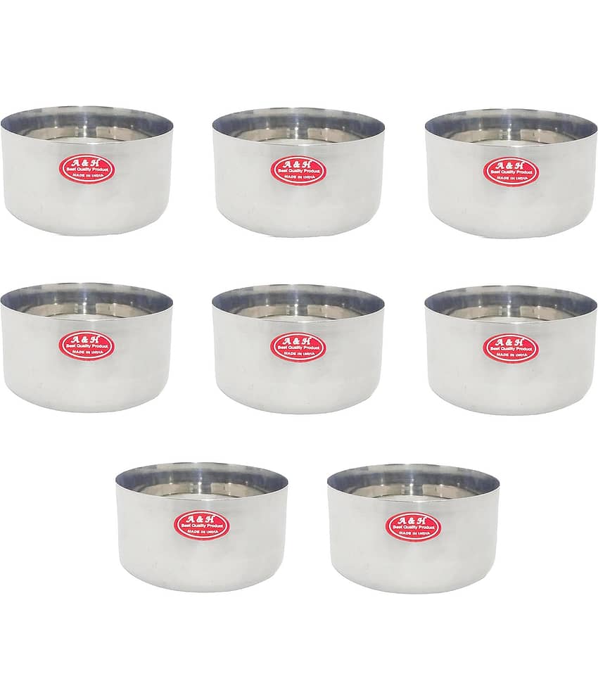 A & H ENTERPRISES 8 Pcs Stainless Steel Cereal Bowl 200 mL