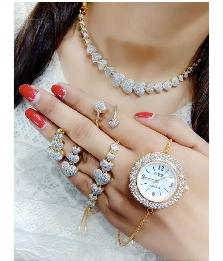 Navya Collections Alloy Golden Contemporary/Fashion Necklace set Combo Choker