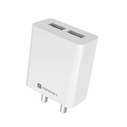 Portronics Adapto 32 2.4Amp Mobile Charger Adapter with Dual USB Output, Minimalist Design, Smart Protection Chip(Adapter Only)