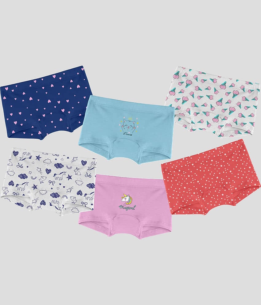 Ariel Pack of 6 Cotton Blend Bloomers For Girls ( Multi )