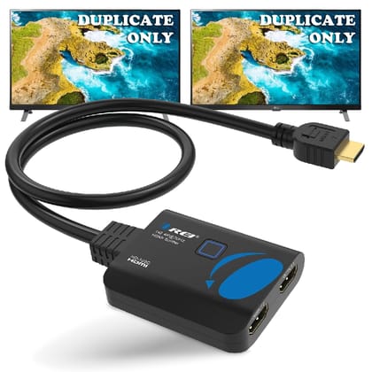 OREI 4K HDMI Splitter 1 in 2 Out - 1X2 HDMI Splitter for Dual Monitors Ultra HD 4K@30Hz with [ 2ft HDMI Cable ], 3D & 1080P Support for Xbox, PS4, Blu-ray, HDT, Will not Extend Display Screen
