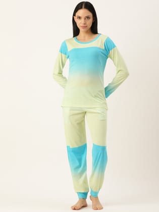 Colour blocked Blue Co-ord Set-M