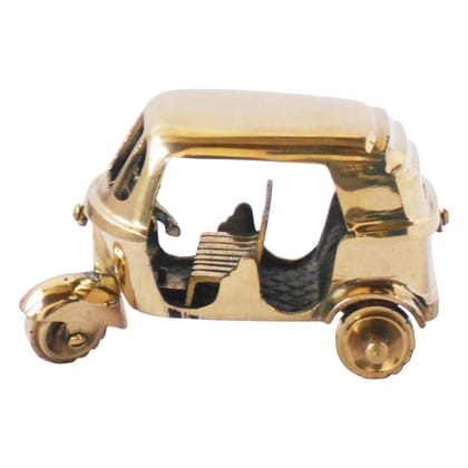 Brass Auto Rickshaw Miniature Toy | Indian Vintage Collectible, Height : 3 Inch (ZMAS349 C)
