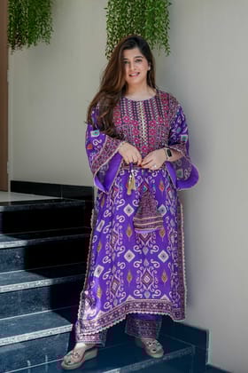 Amaira Purple Printed Chogha Set-M-L