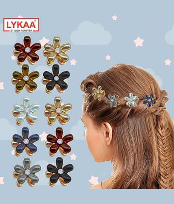 Lykaa Stylish Fancy Pearl Flower Hair Claw Fashionable Clips Clutchers Hair For Women & Girls 10Pcs