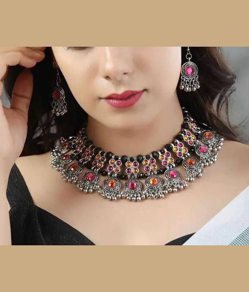 Samridhi DC Silver Alloy Necklace Set ( Pack of 1 )