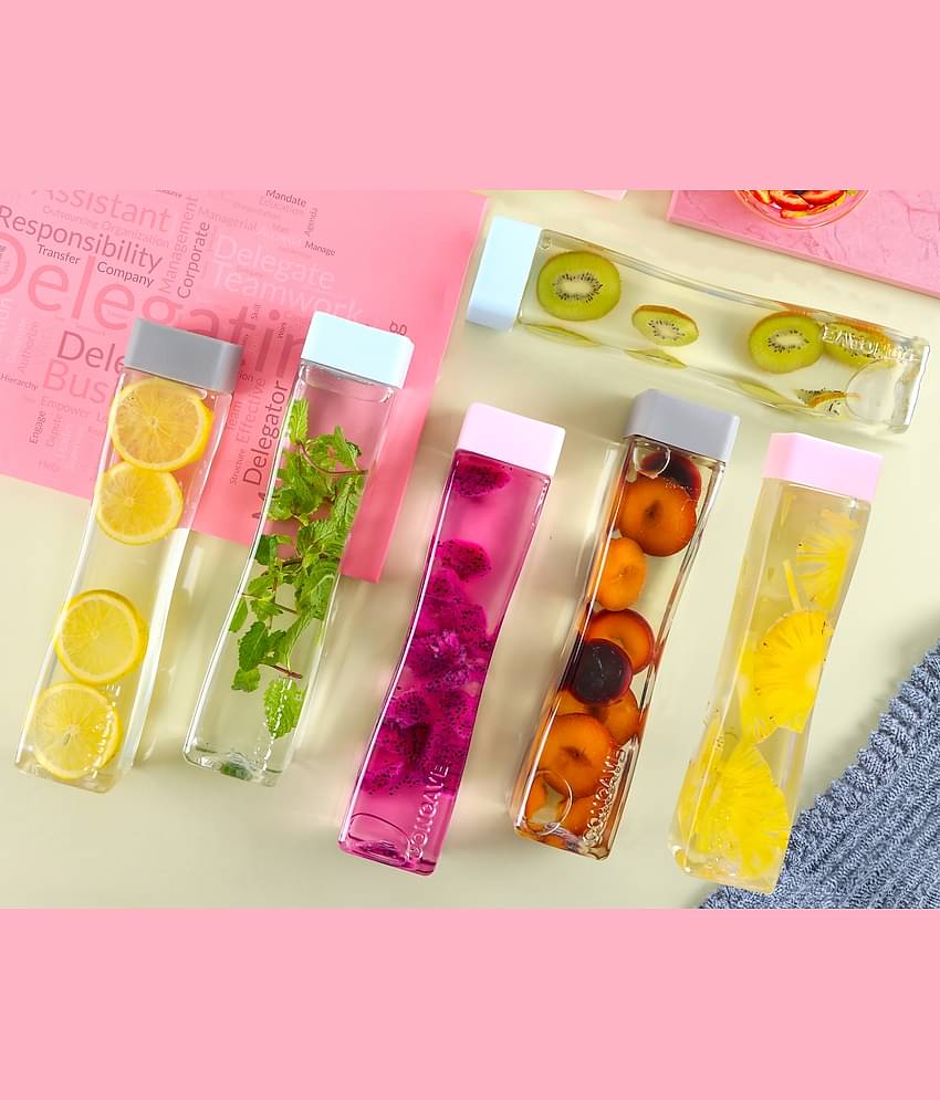 2Mech Concave Square bottle set of 6 Multicolour Plastic Fridge Water Bottle 850 mL ( 6 )