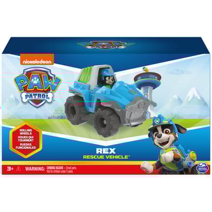 Paw Patrol Rex Basic Vehicle with Collectible Figure|Roleplay Toy|Best Gift for Kids|Made in India|Pretend Play Toy|for Kids Aged 3 and Up,Multicolor