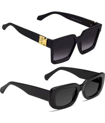 Elligator Black Oversized Sunglasses ( Pack of 2 )