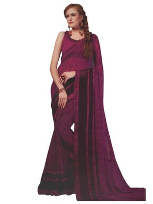 Generic Womens Georgette Digital Printed Saree (Purple, 6.25  Mtr)