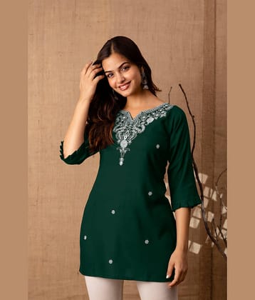 Kapadia Women's Rayon Regular Top ( Green )