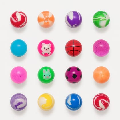 KARTHI7OCT STORE 24 mm Dia. Crazy Bouncy Balls for Kids � Multi-Design (Pack of 16) | Colorful Rubber Jumping & Bouncing Ball | Small Balls for Indoor Play & Games � Selected Unique Designs