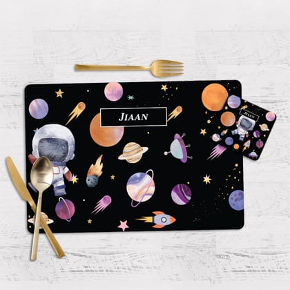 Lil Astronaut Tableware Set (kids)-Black / Flexible (matte finish) PVC Mats