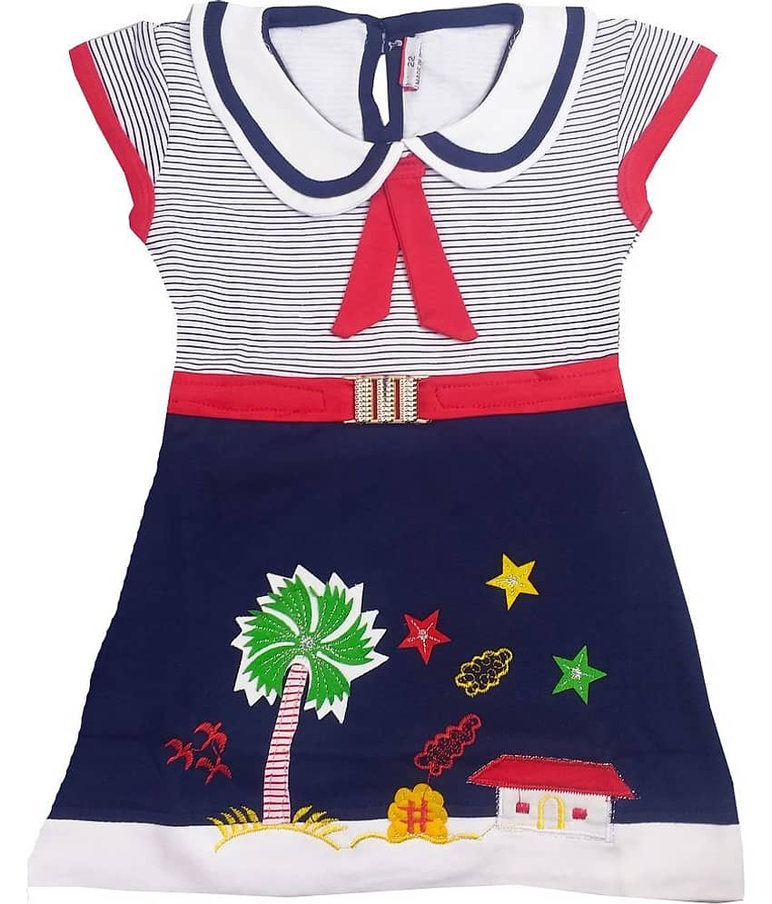 LITTLE PANDA Baby Girls Hoisery Frocks ( Navy )