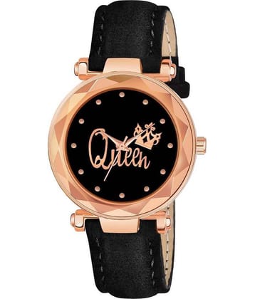 EMPERO - Black Leather Analog Womens Watch