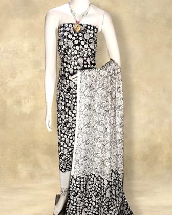 Katan Silk Vibrant Blockprint Black Suit