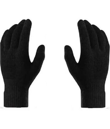 Alamos Black Woollen Men's Woollen Gloves ( Pack of 1 )