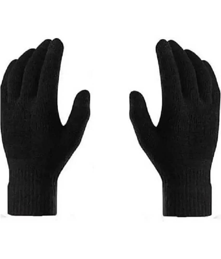 Alamos Black Woollen Men's Woollen Gloves ( Pack of 1 )