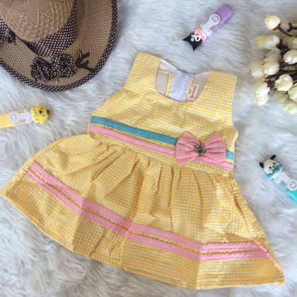 Baby Frock - 1214 - Yellow-0 - 6 months