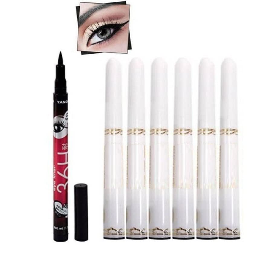 Elecsera Waterproof Eyeliner Black Pack of 6pcs with Pen Eyeliner 2.5 g (Black) - Makeup - Eyes | Buy online on ZillyBuy