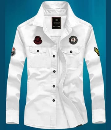 KITWELL Cotton Blend Regular Fit Self Design Full Sleeves Men's Casual Shirt - White ( Pack of 1 )