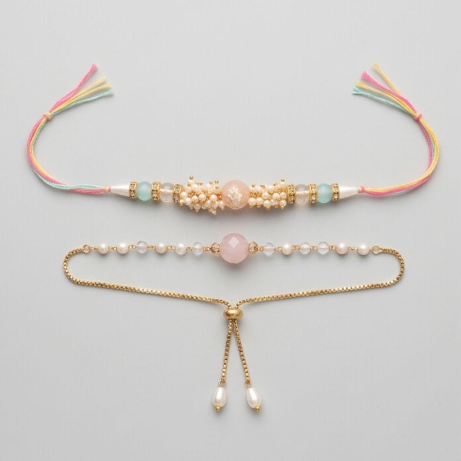 Artisanal Beaded Bracelet Set with Pearl and Stone Accents (set of 2)