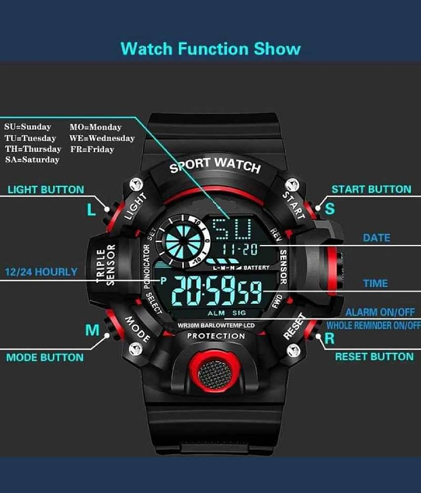 Renaissance Traders - Black PU Digital Men's Watch