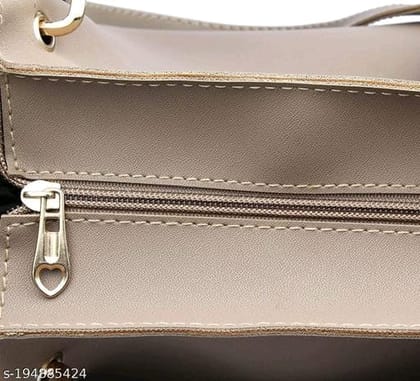 Women's Beige Handbag with Furball Keychain