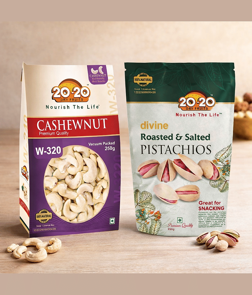 20-20 Dry Fruits Cashew nut (Kaju),Pistachio Nut (Pista) 500 g