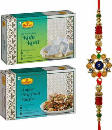 Haldiram's Nagpur Kaju Katli 500 g, Anjeer Dry Fruit Burfee 500g With Premium Rakhi Assorted Gift Box (Multicolor)