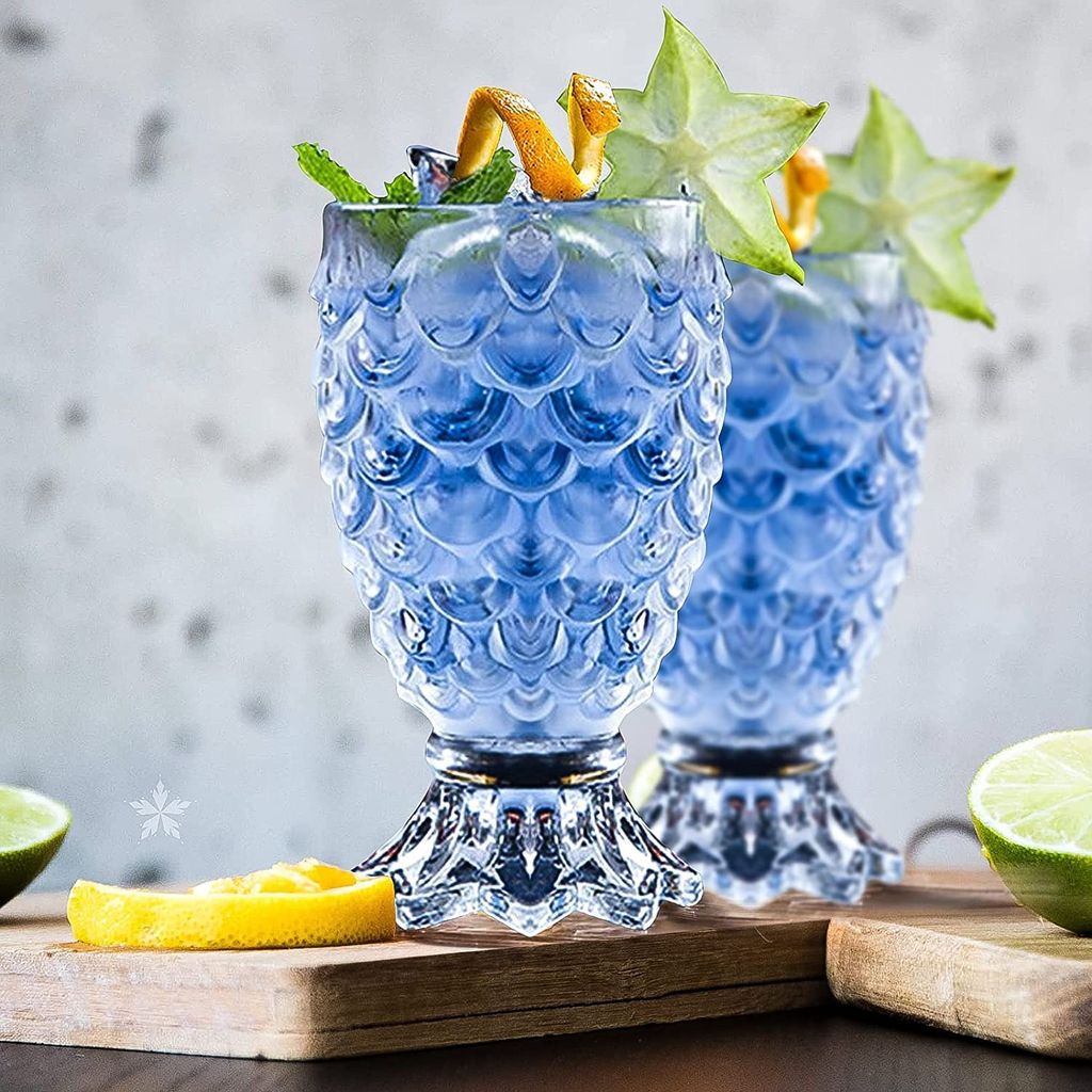 Crystal Clear Pineapple Shaped Juice Glasses | 180 ML | Creative Drinking Glass Suitable for Cocktail, Mocktail, Juice, Falooda, Soda, Mojito |