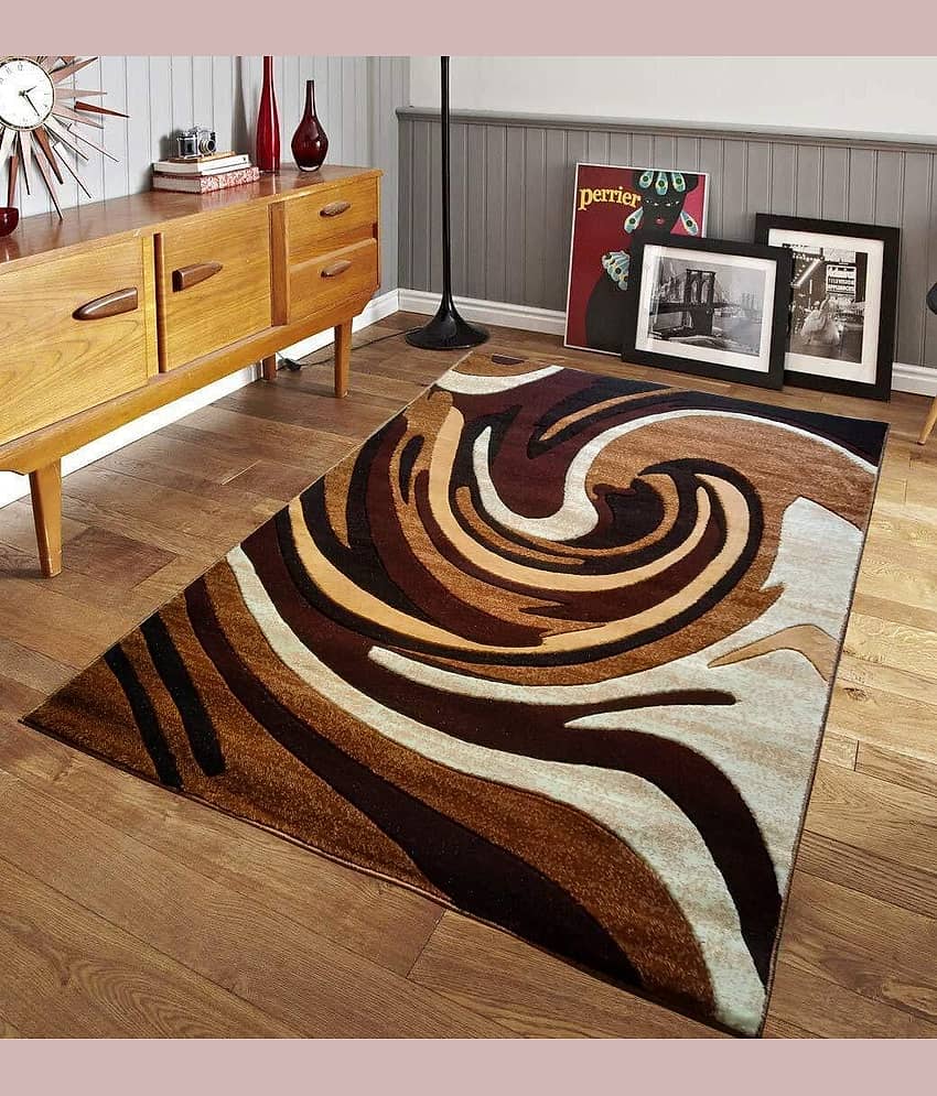 ANABIA CARPET Brown Silk Carpet Geometrical 5x7 Ft