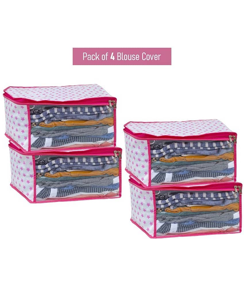 SH. NASIMA 4 Pieces Non Woven Blouse Cover 4 Set, Pink Star
