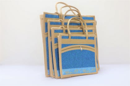 Jute Bag Combo Zipper Pack from Haryana | Eco- Friendly Handbag | Ladies Fashion | Jute Bag Combo in Blue 