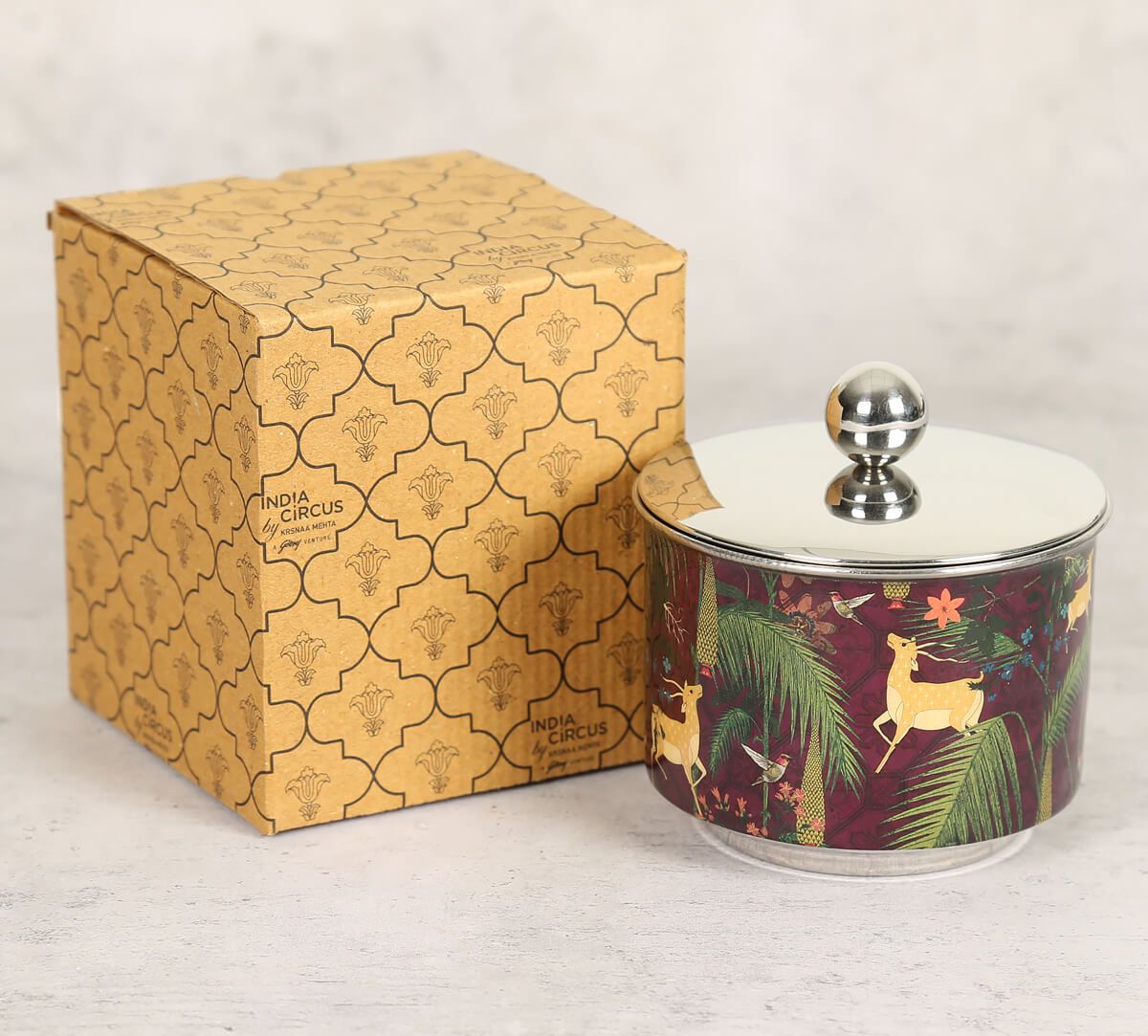 India Circus Forest Fetish Steel Bowl With Lid