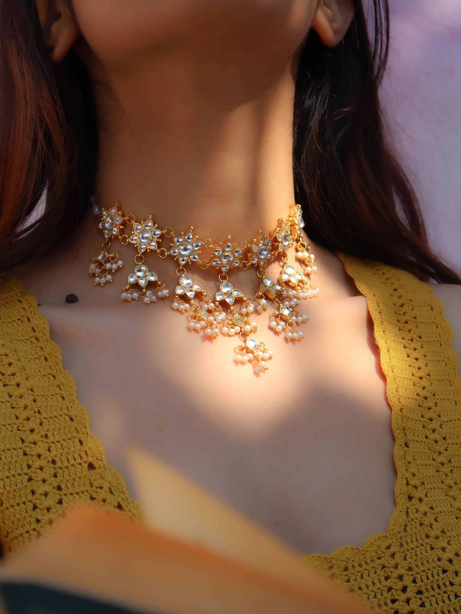 Mila Kundan Choker Necklace-Gold