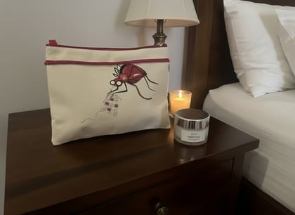 Ivvory Spider Print Utility Pouch (25cm x 18cm) | Hand Embroidered Multi-Purpose Organizer Bag | Travel & Vanity Case