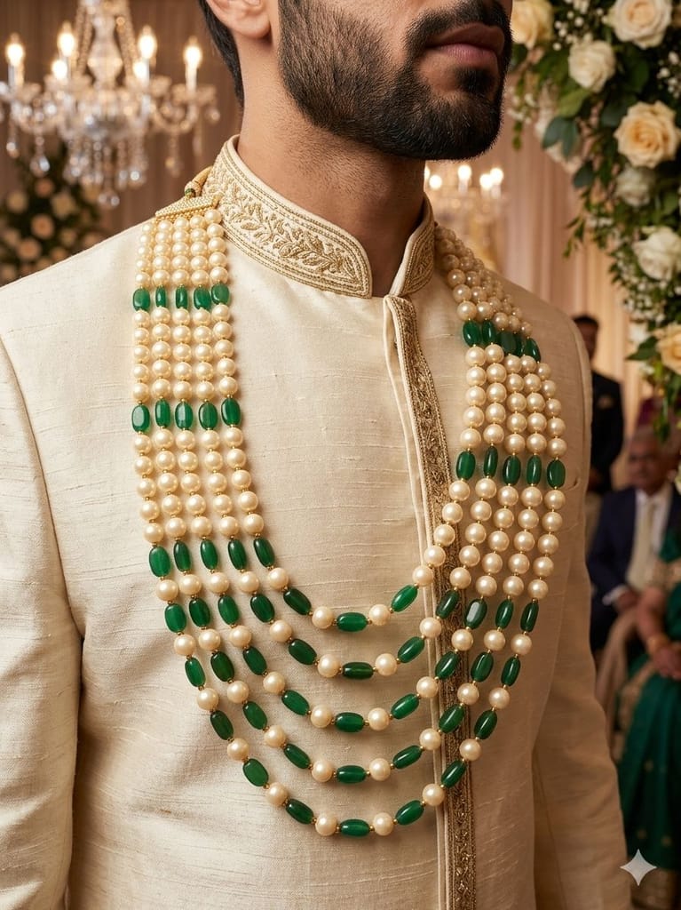 heavy look barati moti haar for sherwani