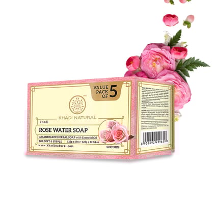 Khadi Natural Rosewater Soap Combo Pack Of 5 – 125gm Each