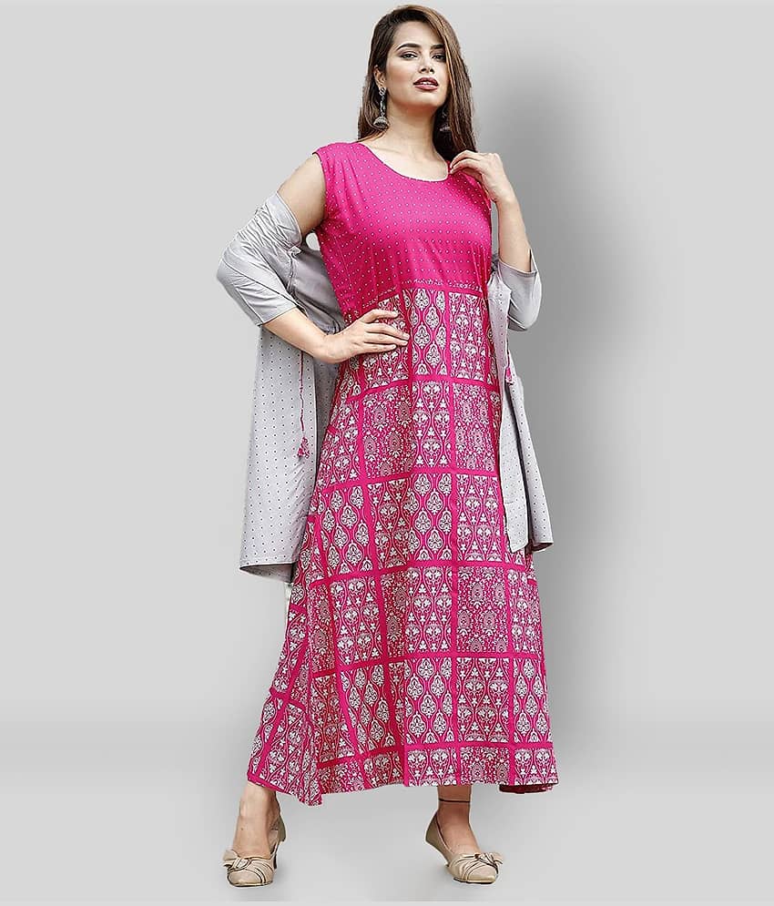 G4Girl - Pink Rayon Women's Jacket Style Kurti