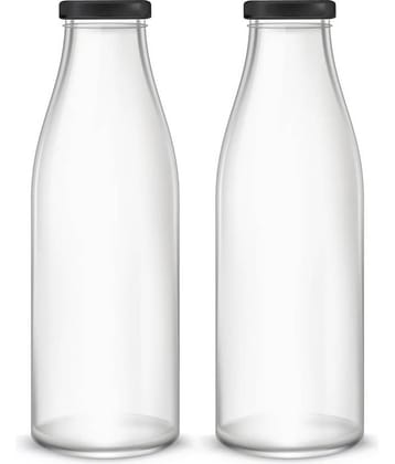 Somil Stylish Bottle White 500 mL Glass Water Bottle set of 2